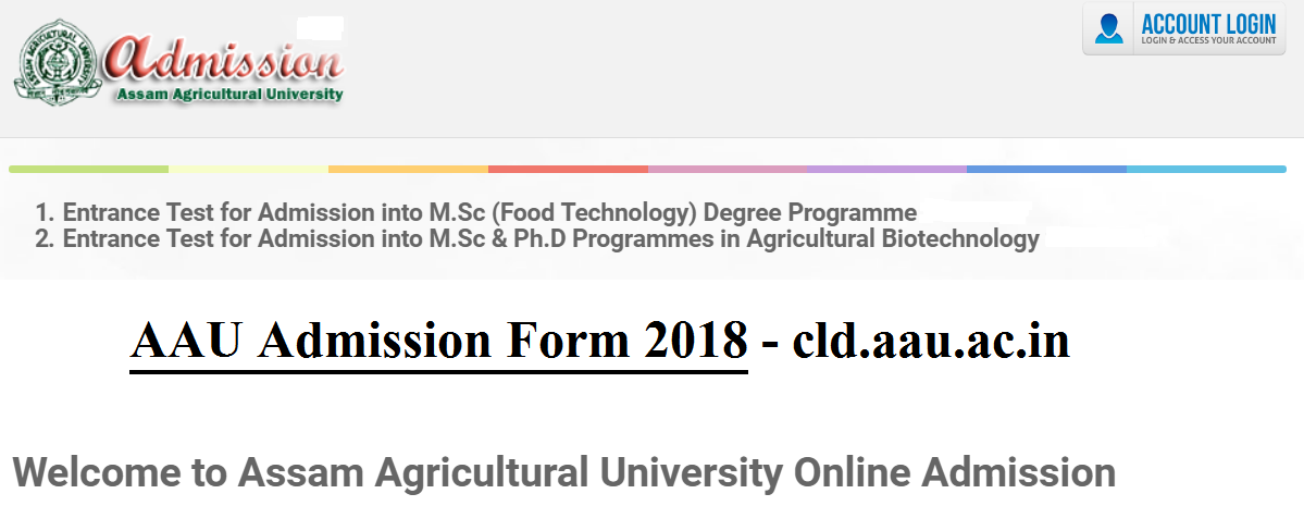 AAU Admission Form 2018 cld.aau.ac.in Login
