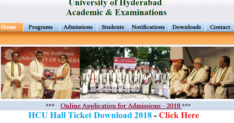 HCU Hall Ticket Download 2018