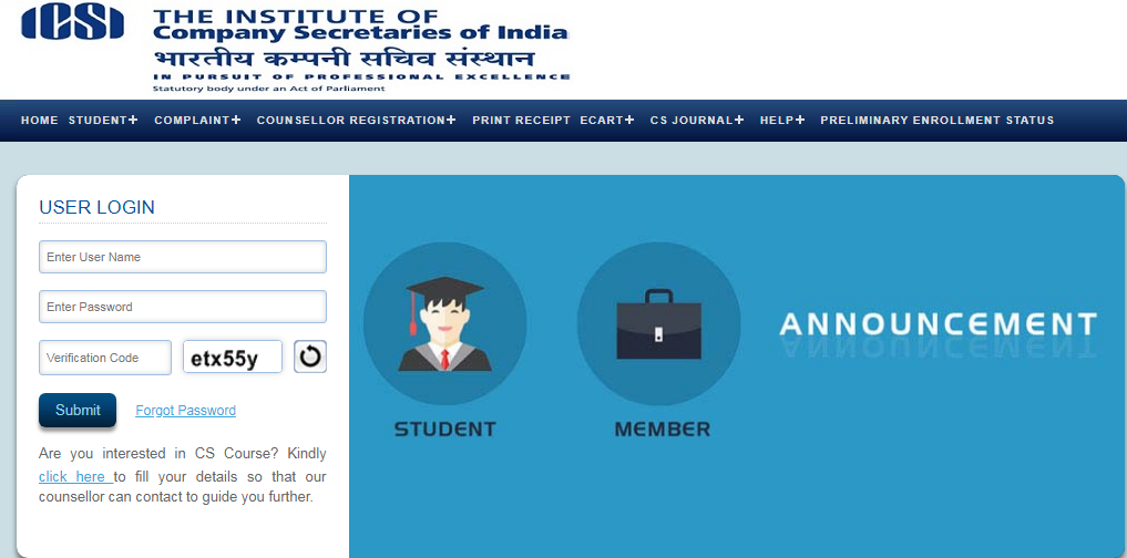 CS Executive Exam Form Online - www.icsi.edu