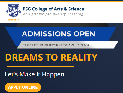 PSG College Admission of Arts & Science Technology 2023 Form Date