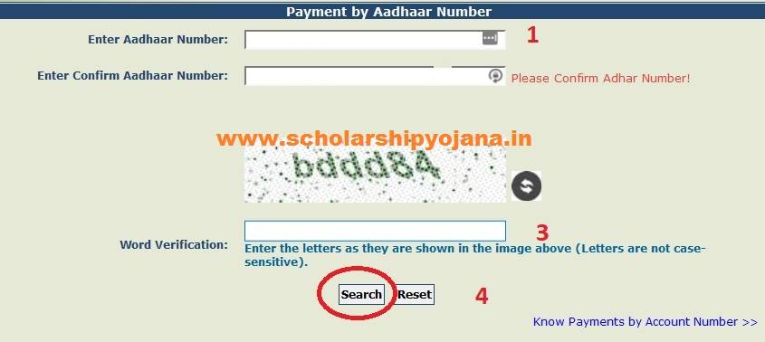 Know Your PFMS Scholarship Payment Status by Aadhaar Number