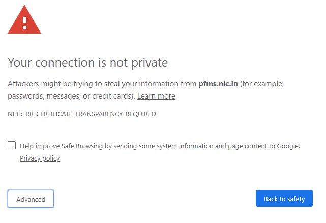 PFMS Website is not working